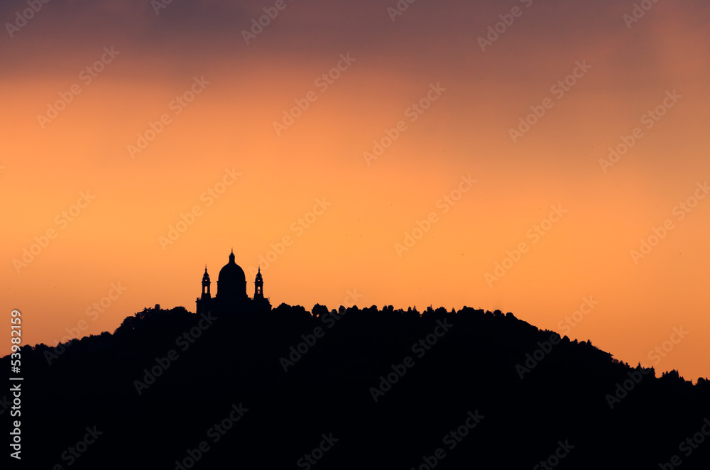 Turin, Basilica of Superga and hill at dawn