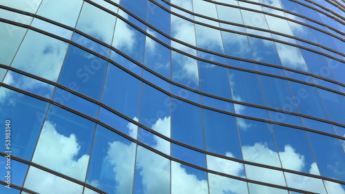 Office Tower Reflection. Time lapse.