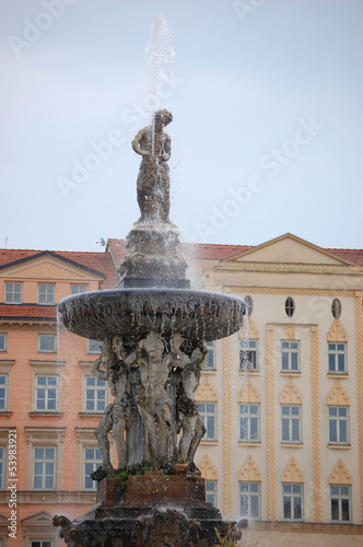 Samson Fountain in Ceske Budejovice