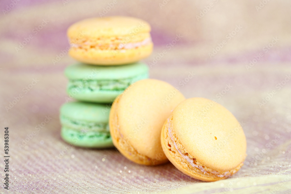 Macaroons on fabric background Macaroons on fabric background