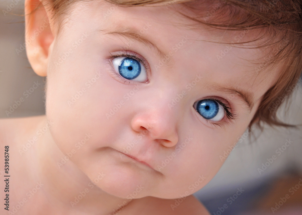 Cute Little Baby Blue Eyes Closeup Portrait Cute Little Baby Blue Eyes Closeup Portrait