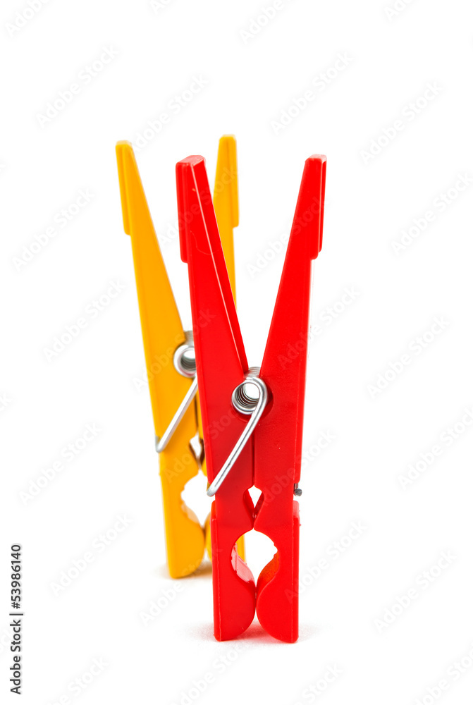 Closeup image of colorful clothespins isolated Closeup image of colorful clothespins isolated