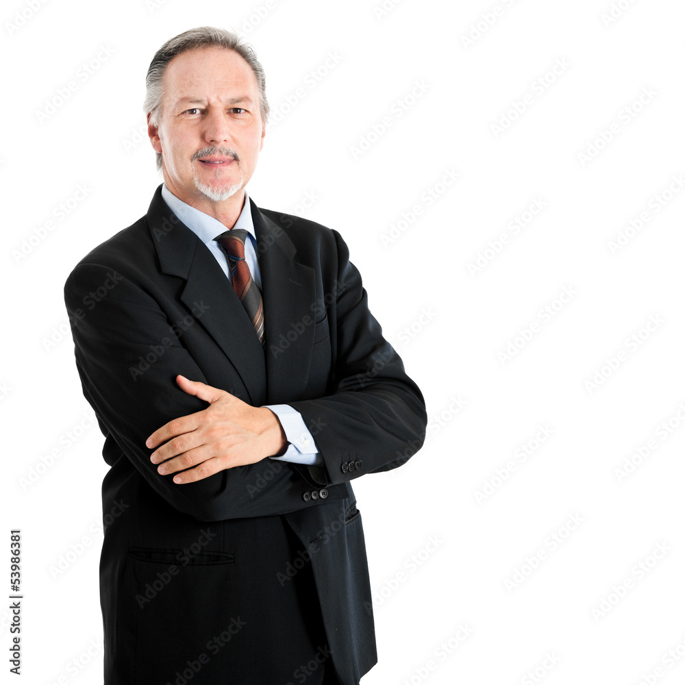 Smiling mature businessman isolated on white Smiling mature businessman isolated on white