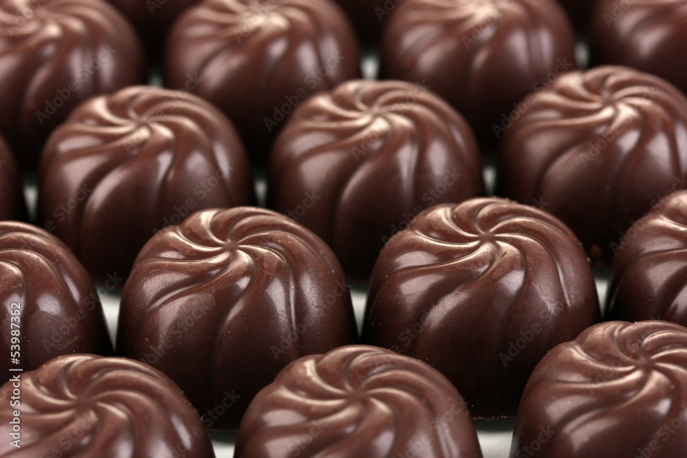 Chocolate candies, close up