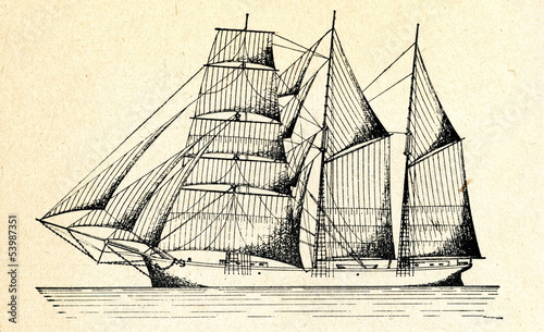 Three-masted schooner photo
