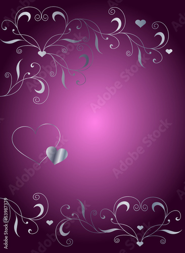 Background with ornament and hearts