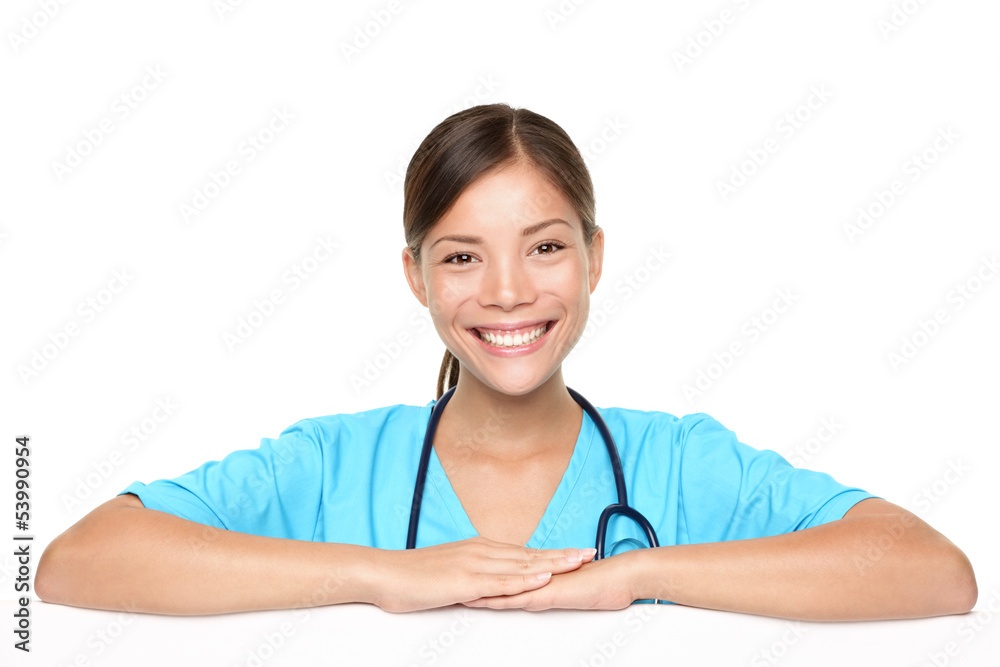 Female Surgeon With Stethoscope Around Neck Female Surgeon With Stethoscope Around Neck