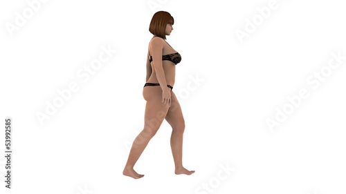 Girl women loosing weight fat while walking