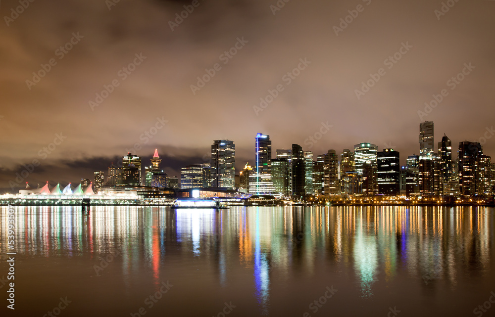 Vancouver downtown skyline at night, Canada BC