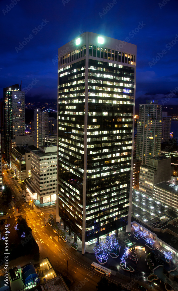 Night scene of modern buildings in vancouver downtown Night scene of modern buildings in vancouver downtown