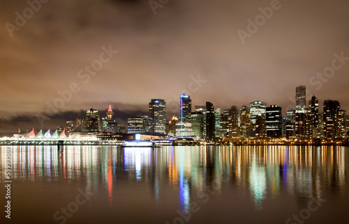 Vancouver downtown skyline at night  Canada BC