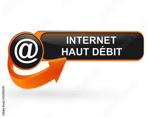 internet haut débit sur bouton web design orange