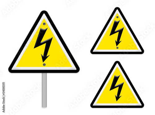 The Sign of danger of electricity from high voltage isolated on
