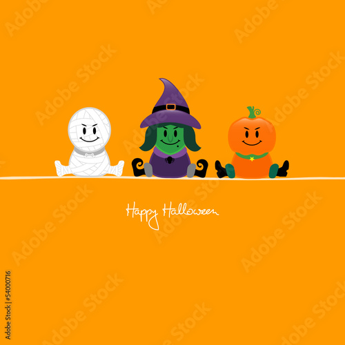 Halloween Mummy, Witch & Pumpkin