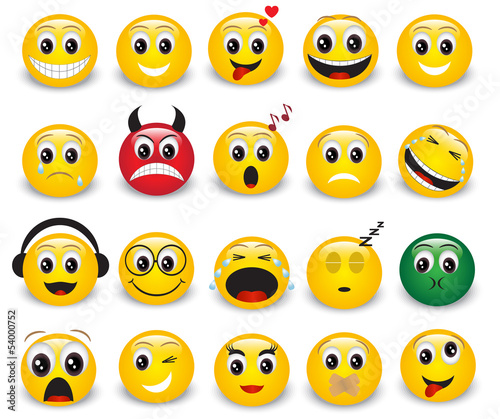 Set of round yellow emoticons