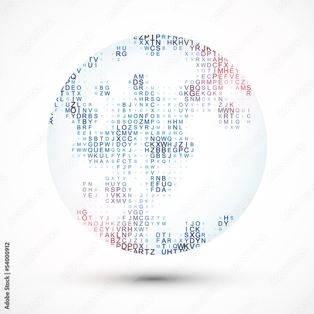 Abstract sphere with the chaotically located letters inwardly Abstract sphere with the chaotically located letters inwardly