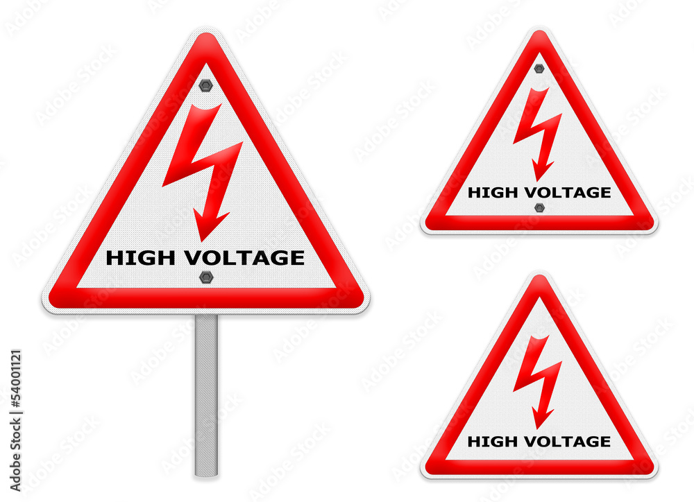The Sign of danger of electricity from high voltage isolated on The Sign of danger of electricity from high voltage isolated on