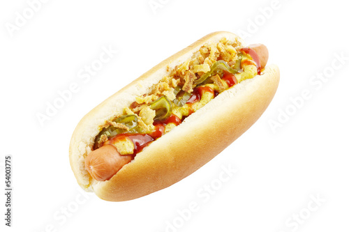 Hotdog auf weißem Hintergrund photo