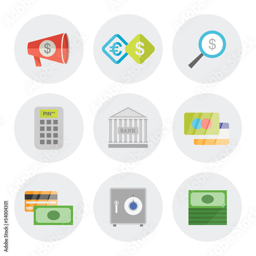 Finance icons in flat design
