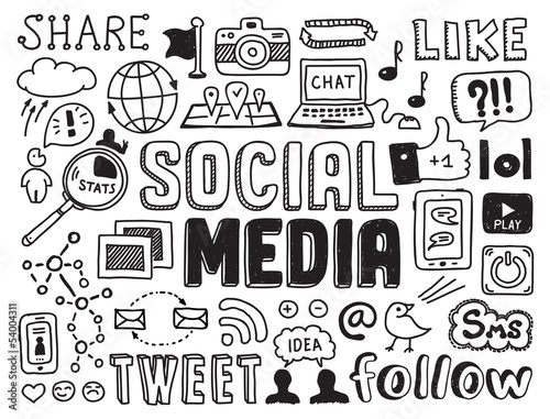 Social media doodles elements