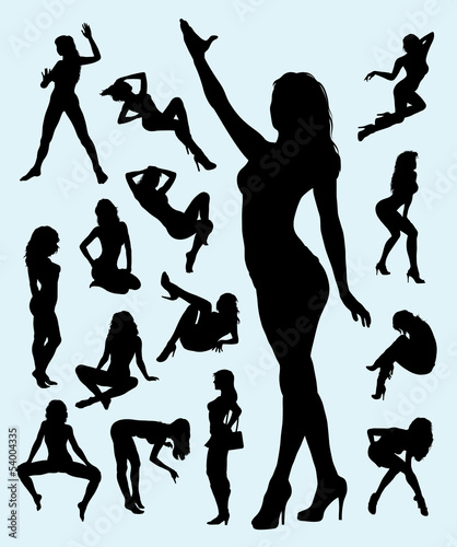 Sexy Girl in Action Silhouettes