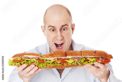 Man with large sandwich.