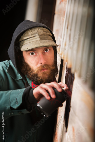 Картината върху платно Sneaky Vandal Spray Painting