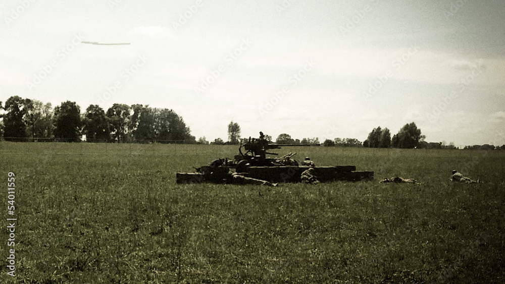 Soldiers defending, world war 2 reconstruction. Soviet army Soldiers defending, world war 2 reconstruction. Soviet army