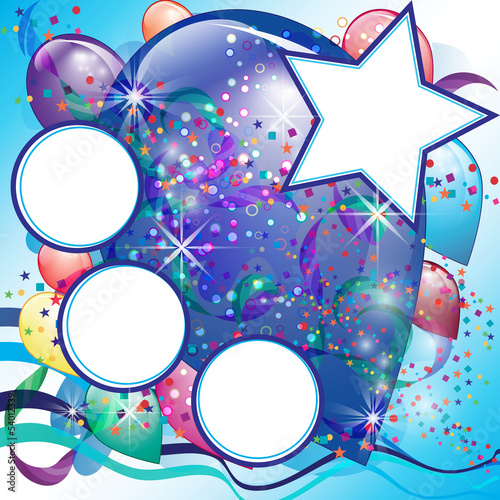 Balloons party card for Boy with White space