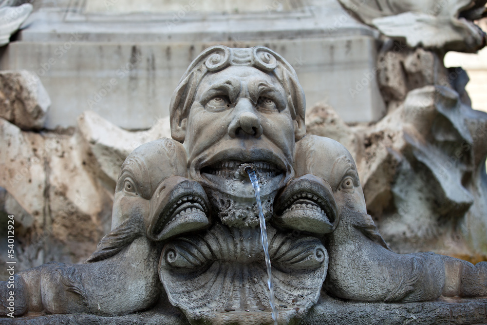 the baroque fountain in the Piazza della Rotonda  Rome, Italy