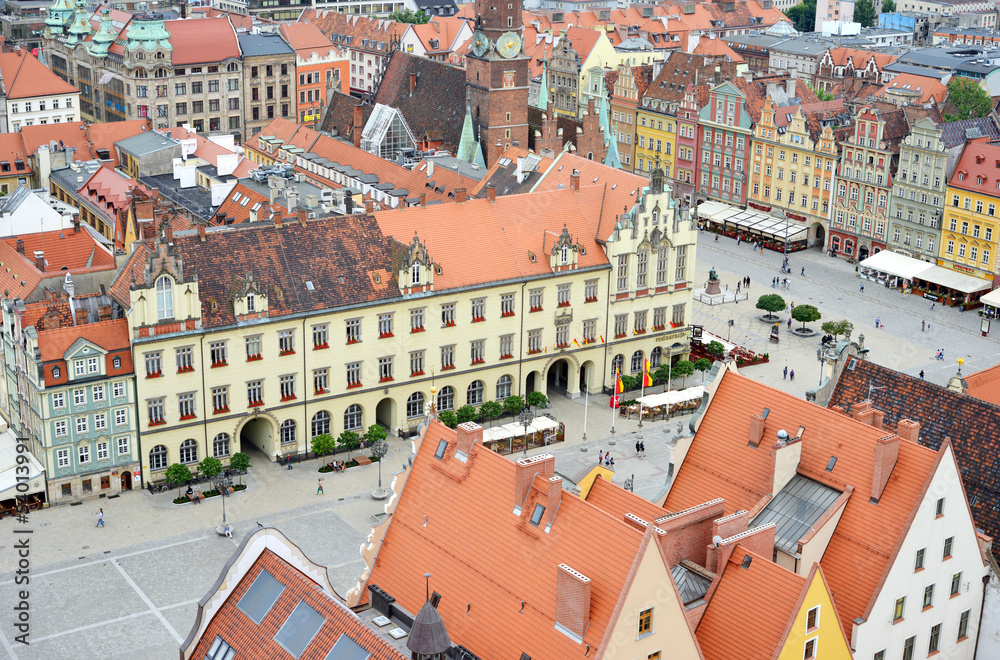 Obraz premium Wroclaw, Rynek, Maket place aerial