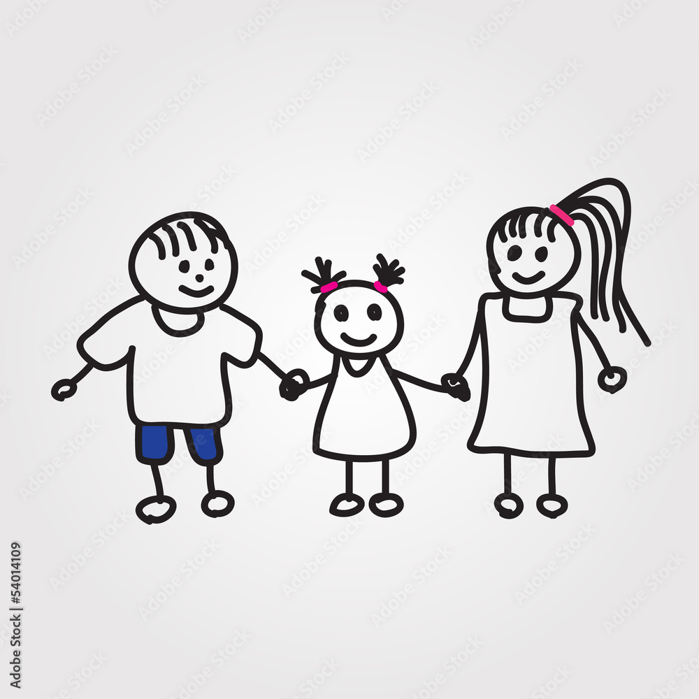 children vector hand drawn