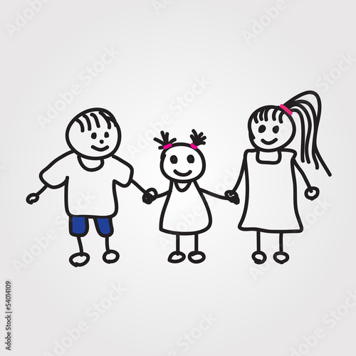 children vector hand drawn