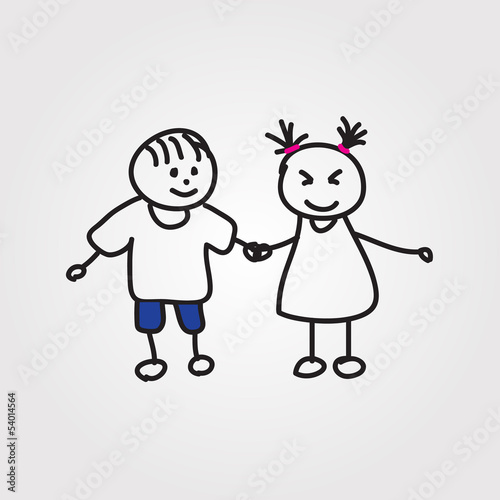 children vector hand drawn