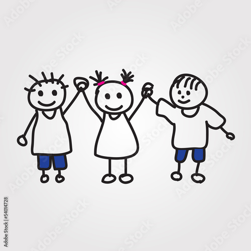children vector hand drawn