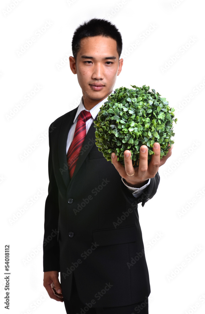bussiness man with future eco - green energy concept bussiness man with future eco - green energy concept