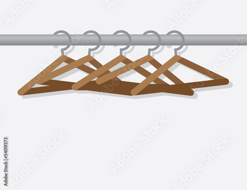 Wooden hangers on metal rod