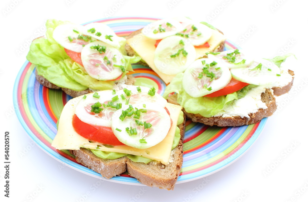 Closeup of sandwich with cheese and vegetables Closeup of sandwich with cheese and vegetables