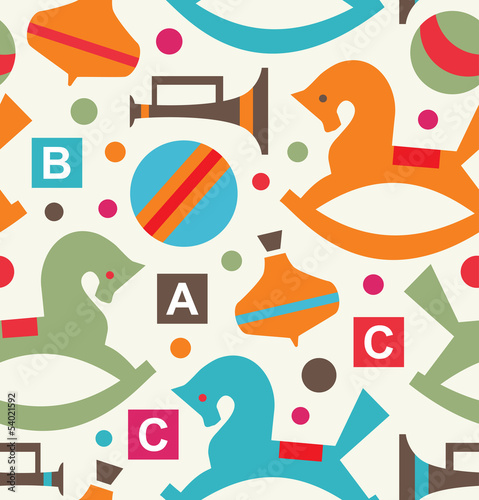 Decorative seamless pattern with toys