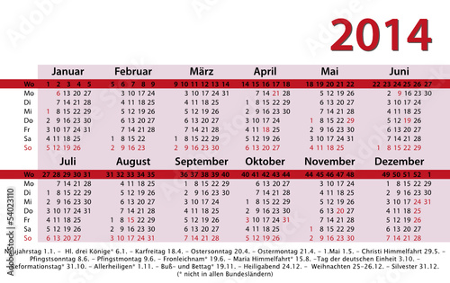 Kalender 2014 pink