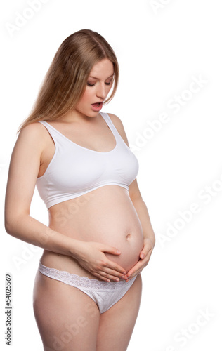 Profile portrait of pregnant woman