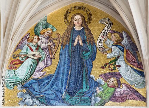 Vienna - Mosaic of Virgin Mary on church Maria am Gestade