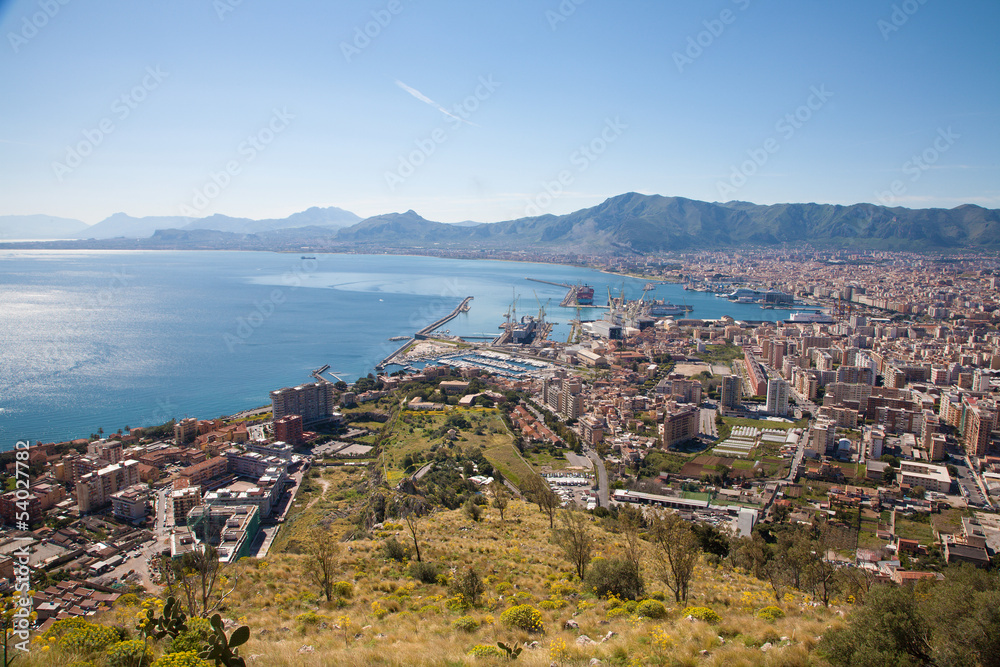 Palermo - outlook over city, coast and harbor