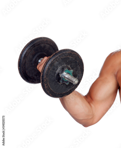 Fototapeta Naklejka Na Ścianę i Meble -  Muscled arm lifting weights