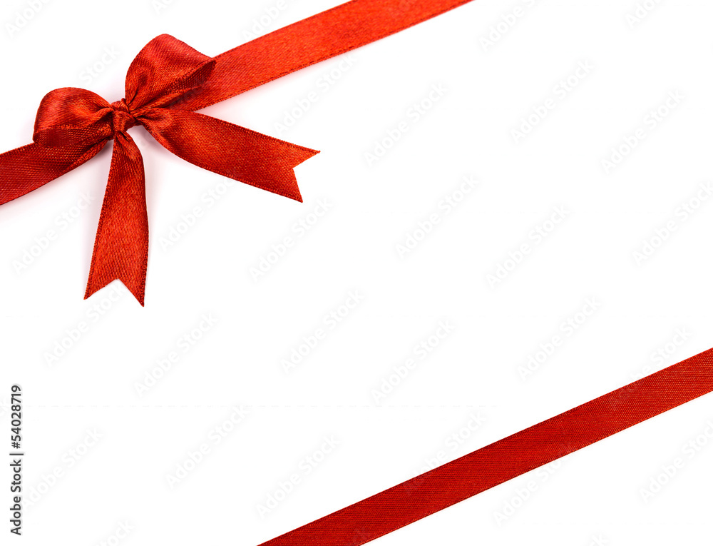 Shiny red ribbon on white background with copy space. Shiny red ribbon on white background with copy space.
