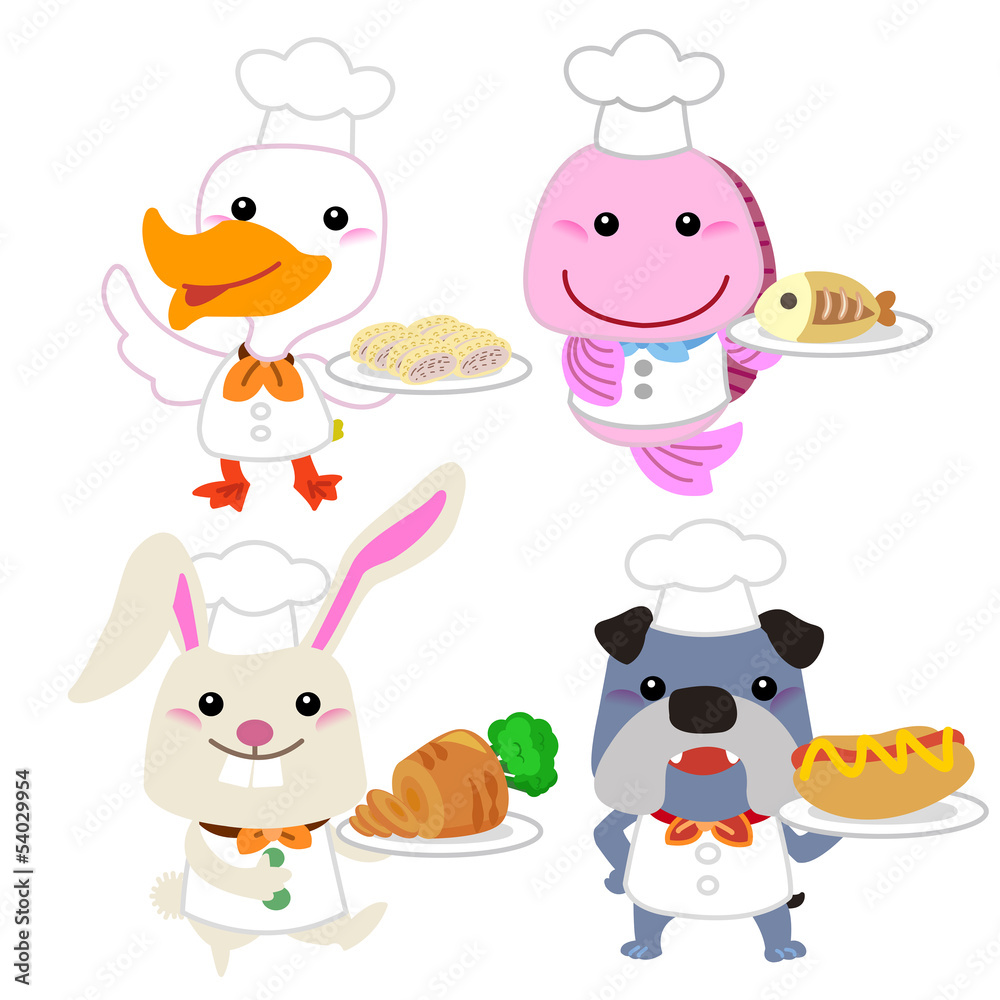 Obraz cute cartoon animal cook collection