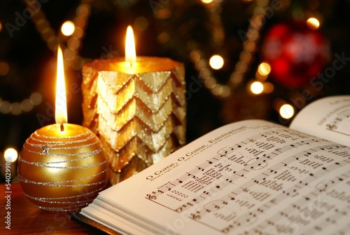 Detail of songbook with Christmas carols photo