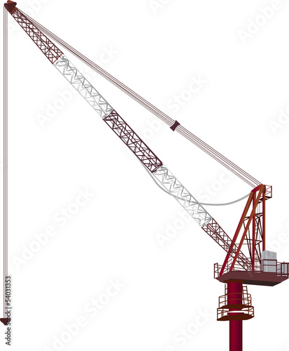 single red building crane on white