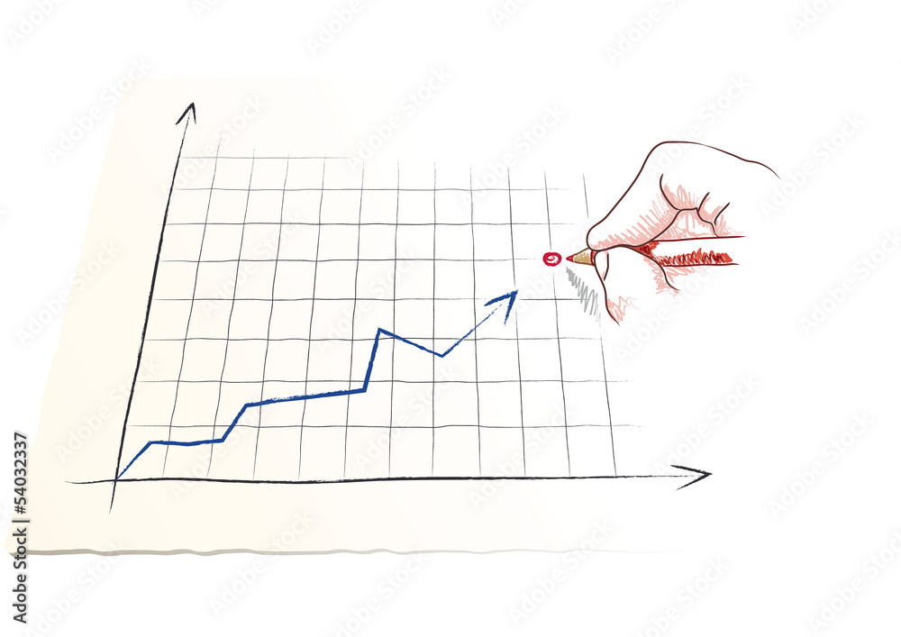 Naklejka premium mano che disegna un grafico