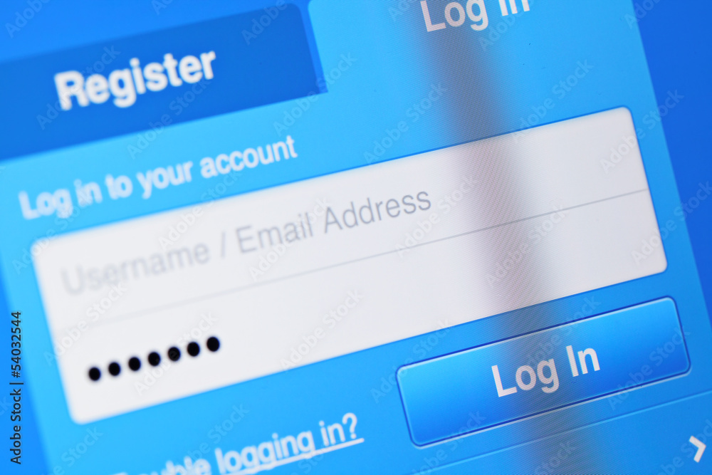 Obraz premium User login account on screen